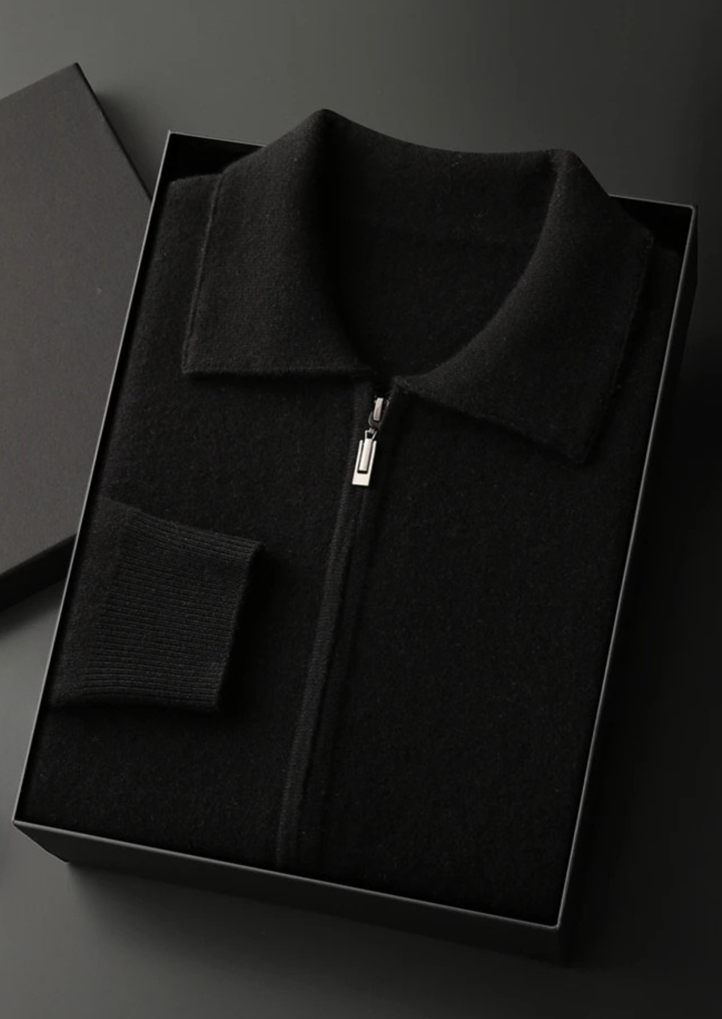 Premium Cashmere Zip Polo Cardigan