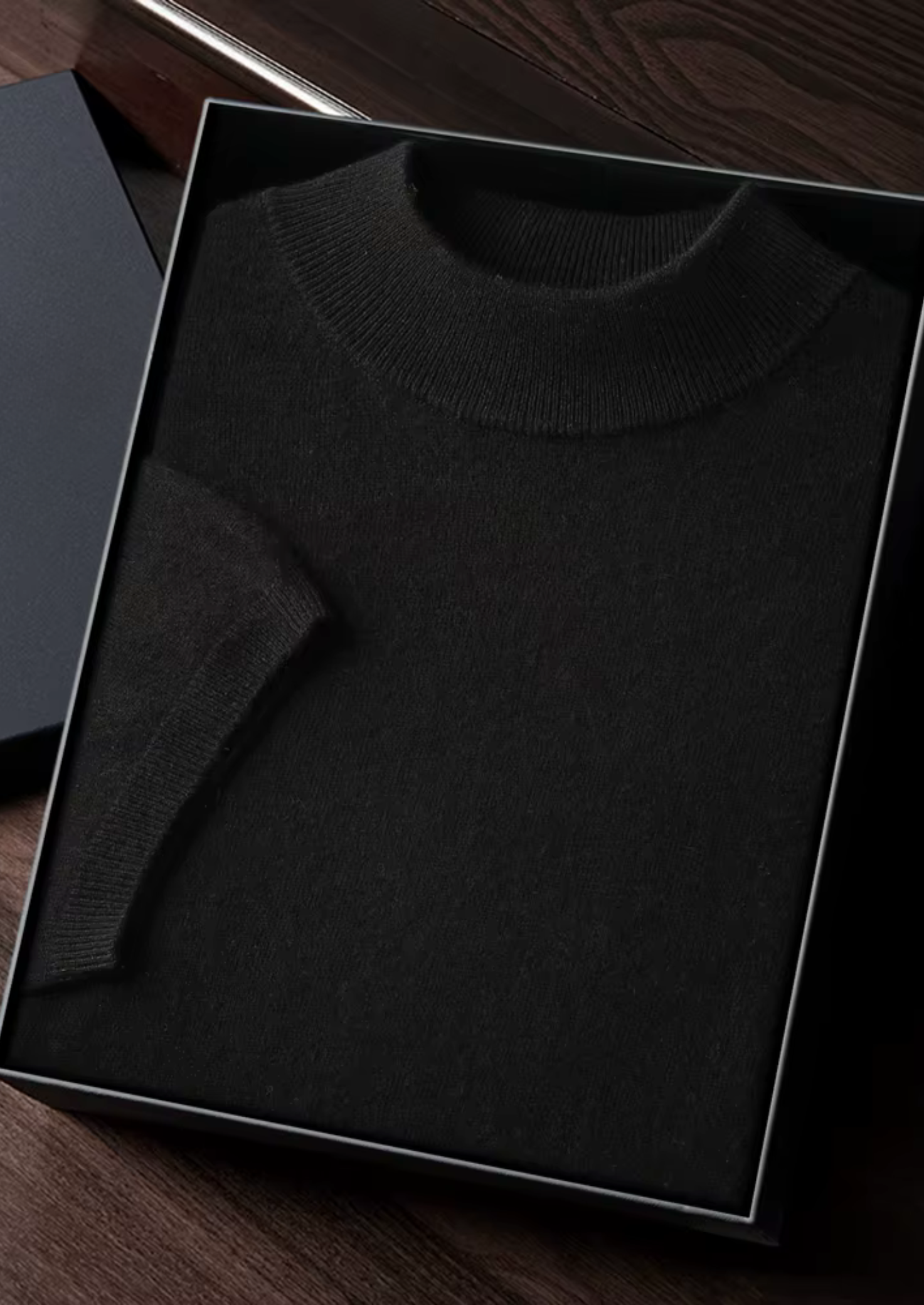Premium Cashmere Mock Neck T-Shirt