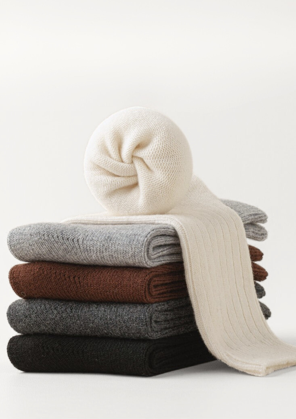 Light Gray Ultra-Soft Ribbed Merino Wool Socks